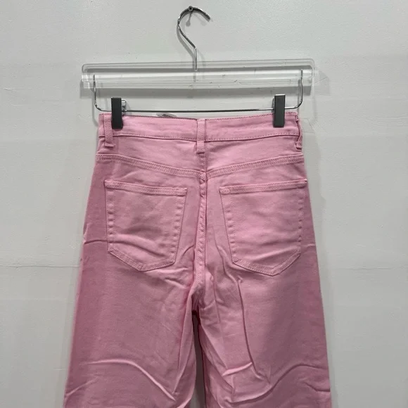 H&M High Rise Wide Leg Pink Jeans Size 4 Cotton Blend - Picture 6 of 6